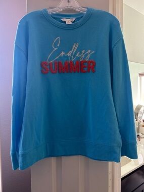 Shiraleah Turquoise Embroidered Crewneck Sweatshirt